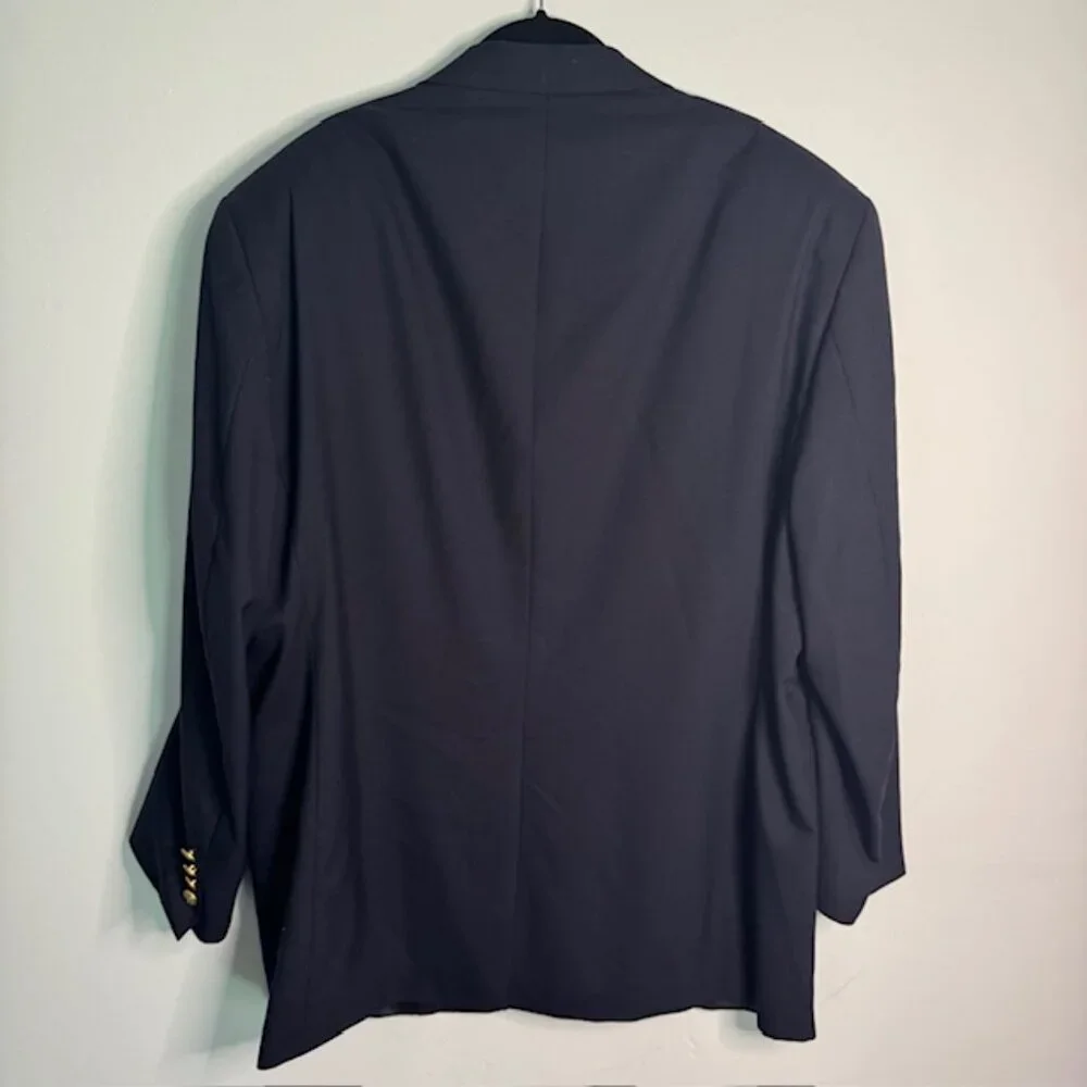 Chaps Ralph Lauren Wool Navy Blue / Gold Button Blazer Size 46R